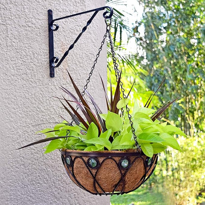 Arcadia Emerald Series Round Hanging Basket Planters, 14-Inch