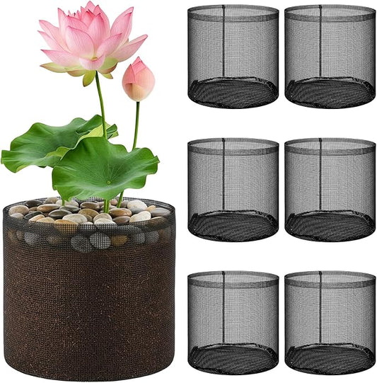 Hiceeden 6 Pcs Mesh Pond Plant Bag, 7" x 7.4" Reusable Pond Planting Pot, Breathable Plastic Aquatic Planter Grow Bags for Garden, Water Lily, Lotus, Hyacinth, Daffodil