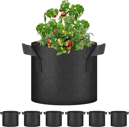HealSmart 6-Pack 3 Gallon Nonwoven Grow Bags, Aeration Fabric Pots with Handles, Suitable for Garden Fruits, Vegetables and Flowers, Black