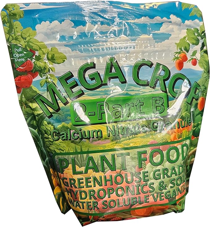 Calcium Nitrate 15.5-0-0 Mega Crop 2 Part B Hydroponic Soil Fertilizer for Plants Granule