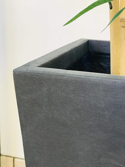 Kante 24.4" H Concrete Tall Tapered Planter, Large Outdoor Indoor Garden Plant Pot with Drainage Hole and Rubber Plug Home and Patio, Dark Gray