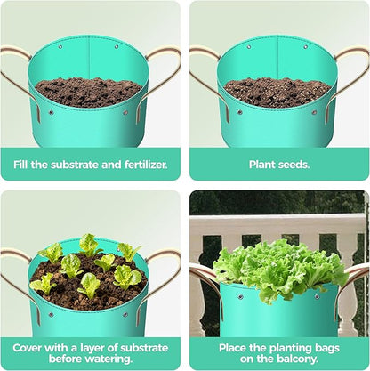 7 Pcs 25 Gallon Potato Grow Bag, PE Garden pots Plant Grow Bag with Branch-Binding Holes and Drain holefor for Vegetables, Strawberries, Flowers