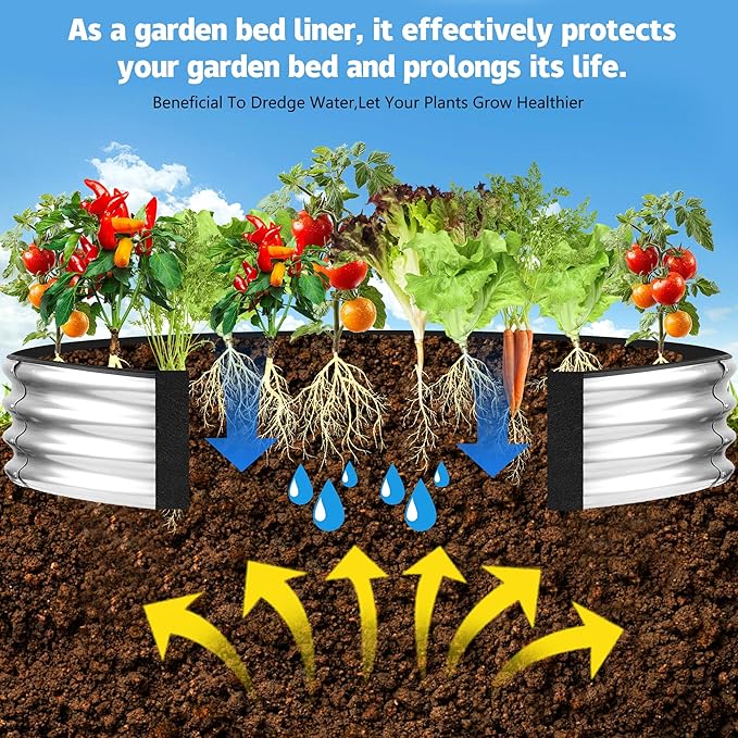 2 Sets 4 x 2 x 1 ft Raised Garden Bed Liner Bag, Breathable Grow Bed Fabric Liners with Clips and Gloves, Garden Box Non Woven Bag for Outdoor Plants Growth Keep Soil Isolation (No Garden Bed)