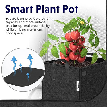 iPower 15 Pack 5 Gallon Square Plant Grow Bags Thick Fabric Pots with Handles for Indoor and Outdoor Garden, Black