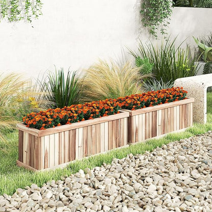 Giantex Acacia Wood Raised Garden Bed Set of 2, Rectangular Planter Box w/Drainage Gaps, Raised Bed for Growing Vegetable, Herb, Fruit, Outdoor Plant Container for Backyard, Lawn, 36"x12"x12"
