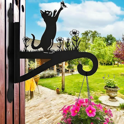 Plant Hangers Outdoor & Indoor, Plant Hooks for Hanging Baskets, Heavy Duty Wall Hanger, Metal Wall Mount Holder for Flower Basket, Bird Feeder, Lantern, Wind Chimes-Patio, Garden, Home Decor (Cat)