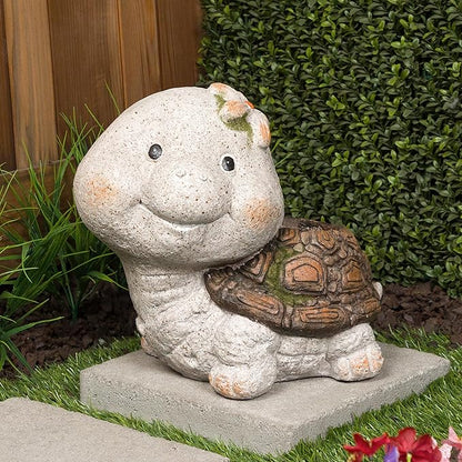 Alpine Corporation WQA1592 Blushing Tortoise Statue Planter w/Drainage Hole, Décor for Garden, Patio, & Lawn, 13" H, Gray