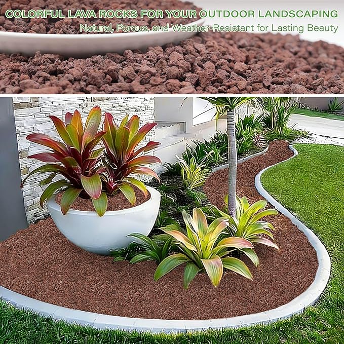 NUPICK 3lb Red Lava Rocks for Plants, 3/8" Succulent Potting Soil Amendments, Decorative Lava Rocks for Fire Pit, Volcanic Gravel for Aquarium, Natural Pebbles Pumice for Cactus, Vase, Top Dressing