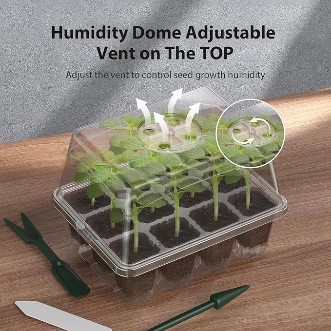 Seed Starter Tray, 10PCS Seed Starter Kit, Seedling Starter Trays with Heightened Lids for Seed Staring, Indoor Plant Germination Trays (12 Cells per Tray) Transparent