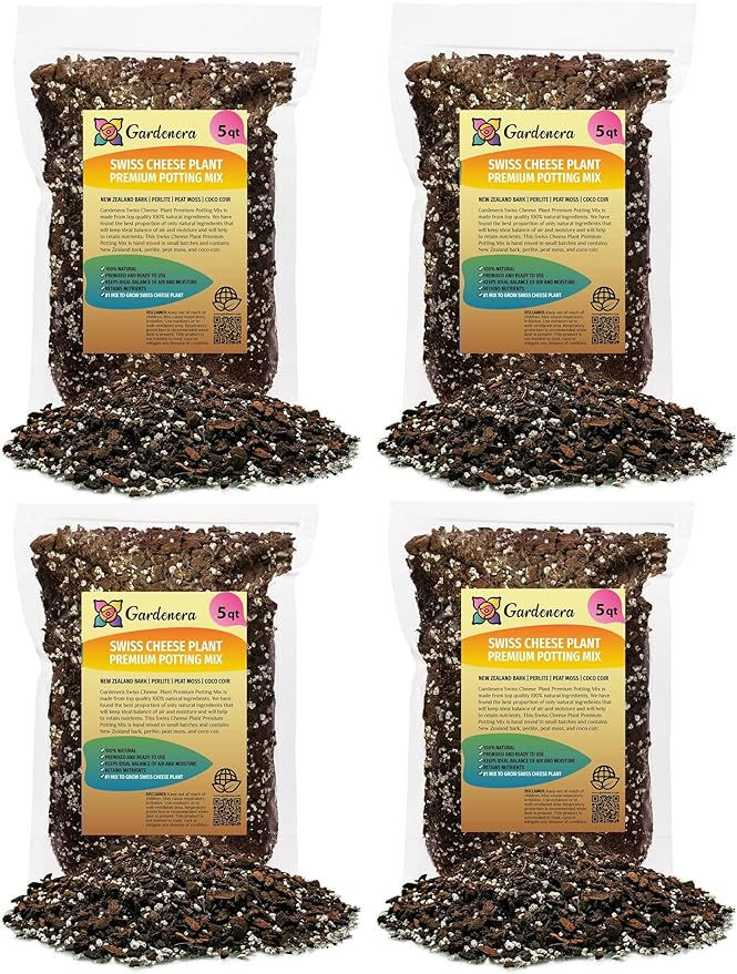 GARDENERA Monstera Swiss Cheese Plant Potting Mix - Monstera Deliciosa Blend for Optimal Nutrients, Aeration, and Drainage - 20 Quart