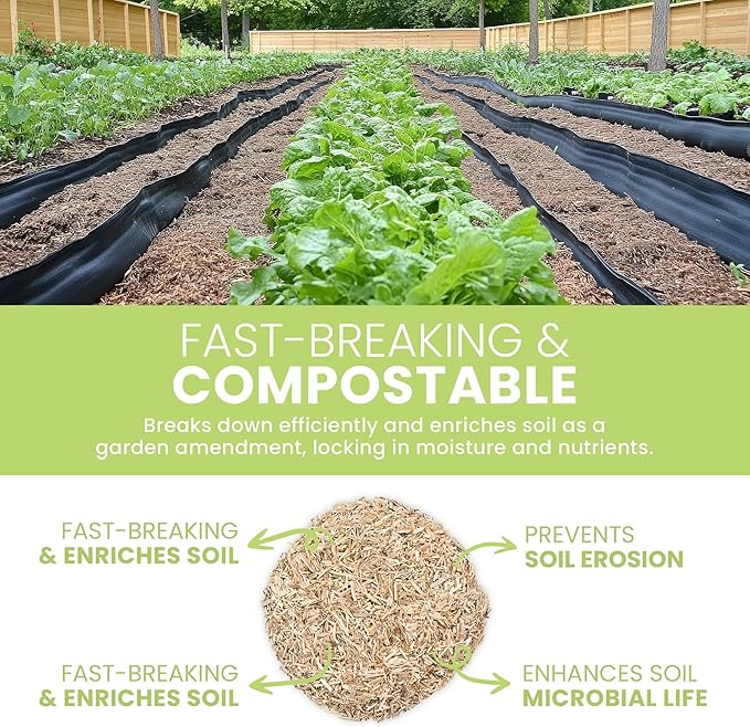 Garden Bed Organic Soil Conditioner - Hemp HURD Garden Mulch - Eco Friendly Potting Soil Aid - Moisture Retaining - Weed Suppressor - Perfect for Flowers & Vegetables - Grown in The US - 10 lbs.
