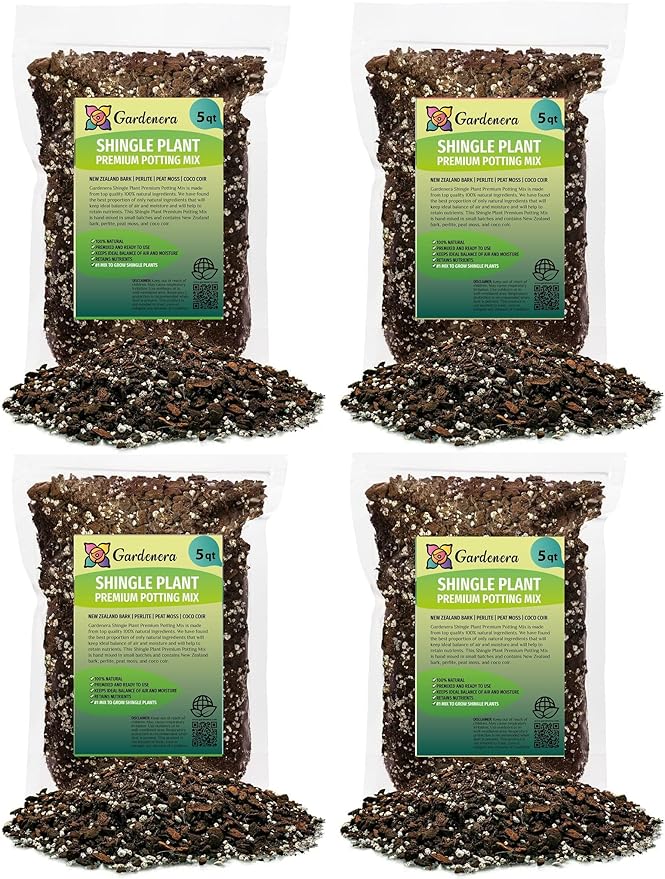 GARDENERA Shingle Plant Soil Mix - Trusted by Experts for Strong and Healthy Plants - 20 Quart (4 Bags of 5 Quart)