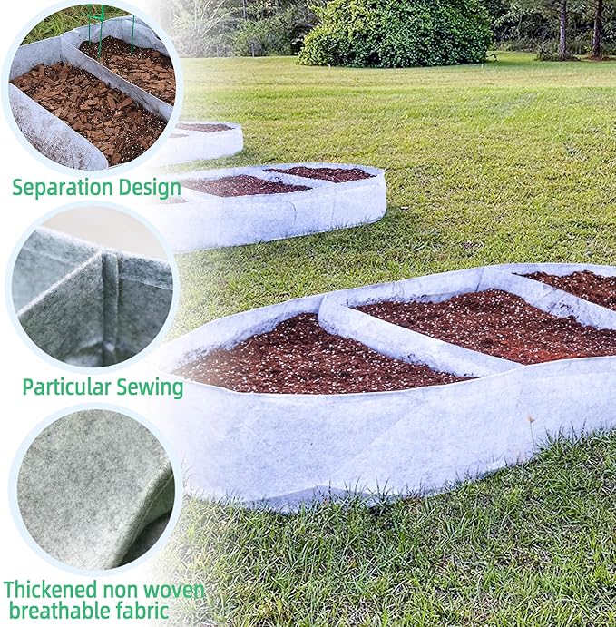CJGQ 5x2.5x1ft Fabric Raised Garden Bed 65 Gallon Planter Large Oval Garden Boxes Outdoor for Vegetables,Flowers and Potato