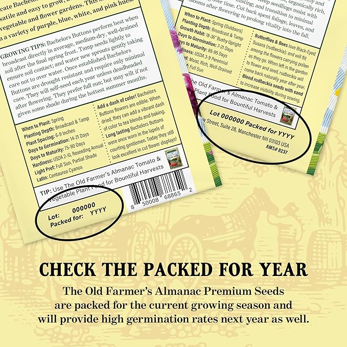 The Old Farmer's Almanac Petite Mixture Marigold Seeds - Premium Non-GMO, Open Pollinated, USA Origin (5 Packets, 5 Grams, Approx 1000 Seeds)