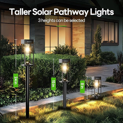 Solar Pathway Lights Outdoor IP65 Waterproof, 6 Pack 3000K LED Auto On/Off Walkway Landscape Light for Yard Lawn Garden Patio Driveway Outside Decor, Warm White
