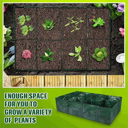 Woanger 6 Pcs Plastic Raised Garden Bed 35 Gallon Raised Planting Bed with 8 Divided Grids 8 Drainage Holes for Fruits Flowers Potato PE Fabric Rectangle Garden Containers for Vegetables Outdoor