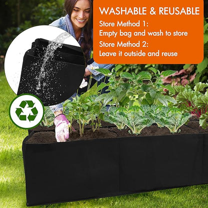 Gardzen 2 Pack Fabric Raised Garden Beds, 3x6x1 FT - 8 Grids Grow Bed for Square Foot Gardening, Planting Box for Vegetables, Herbs, Flowers