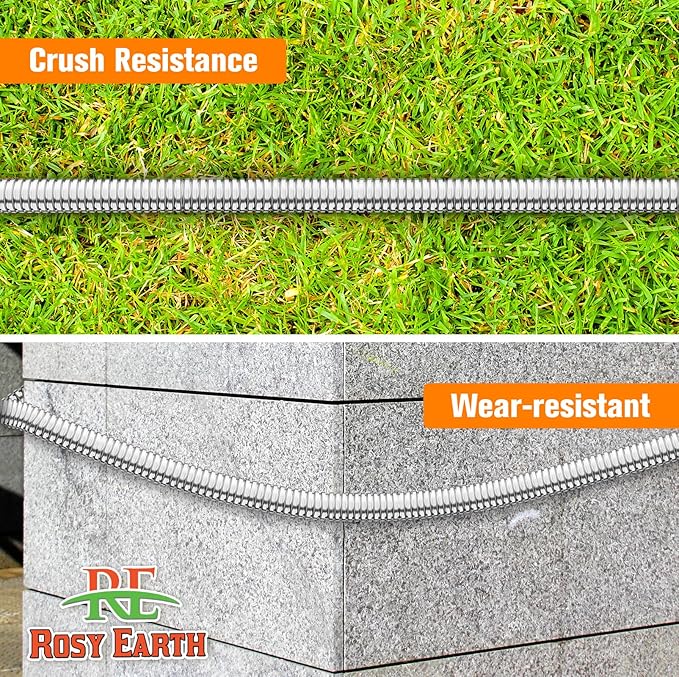 Metal Garden Hose 25 FT - 304 Stainless Steel Water Hose 25 FT - Expandable Short Flexible Garden Hose,no Kink Explosion, no Bite