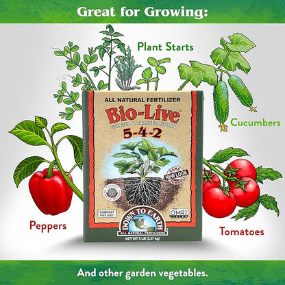 Down To Earth Organic Bio-Live Fertilizer Mix 5-4-2, 5 lb