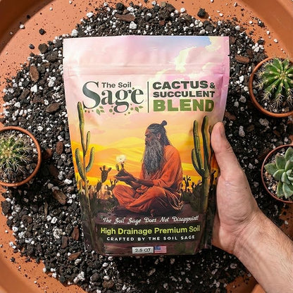 2.5 Dry Qt Cactus & Succulent Potting Soil Mix, USA Made - Gritty, Fast Draining, Soilless, Root Boosting, Peat-Free - Growth of Cactus, Succulents, Jade, Aloe Vera