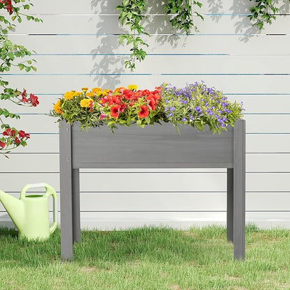 Raised Garden Bed with Legs, 40x20x31'', Solid Wood Elevated Planter Box for Outdoor Backyard Patio