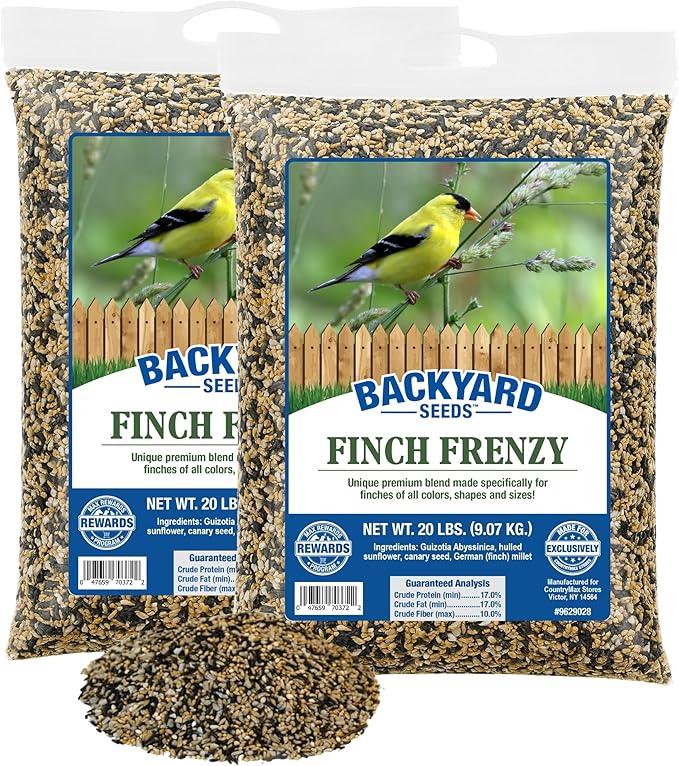 CountryMax Backyard Seeds Finch & Small Songbird Frenzy 40lbs - Premium Nyjer Thistle Seed Blend for Finch Feeders, Small Bag of Wild Bird Food