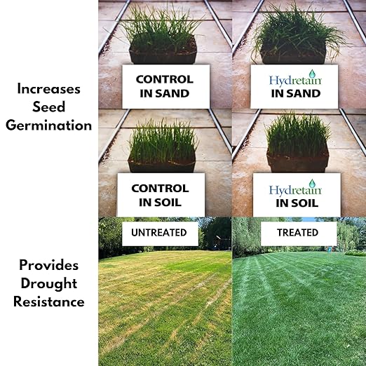 Hydretain Root Zone Moisture Manager - Drought Protection and Moisture Control for Lawns, Gardens, Containers - Reduces Watering, Delays Wilt - Covers up to 6,000 Sq Ft (15 lbs, Granule)