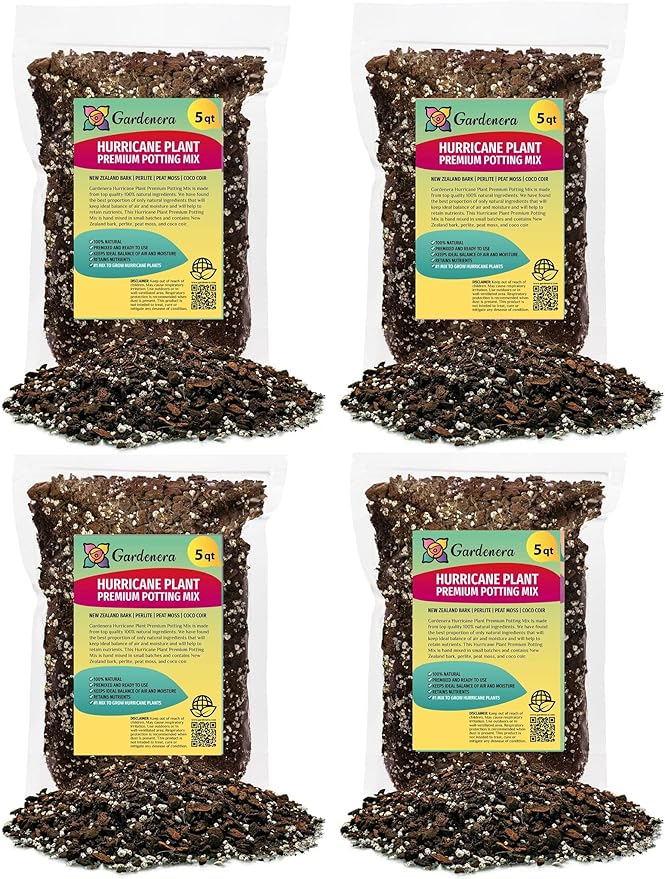 GARDENERA Trusted Hurricane Plant Soil Mix - Trusted by Experts for Healthy and Strong Plants - 20 Quart (4 Bags of 5 Quart)