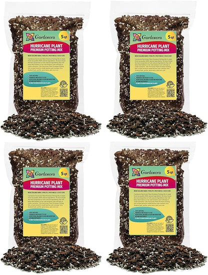 GARDENERA Trusted Hurricane Plant Soil Mix - Trusted by Experts for Healthy and Strong Plants - 20 Quart (4 Bags of 5 Quart)