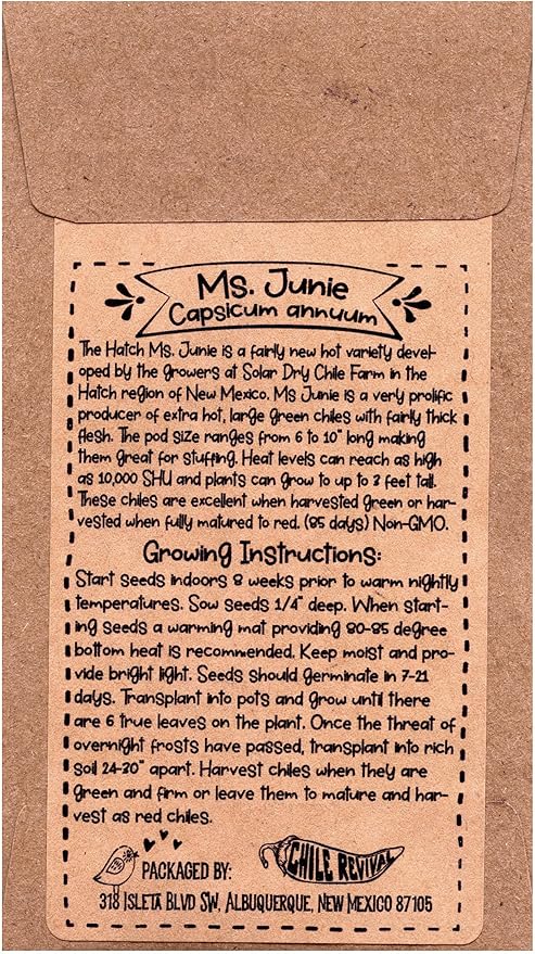 Hatch Chile Seeds from Chile Revival - New Chiles on The Block 3 Pack- 20 Seeds of Each 60 Total - Giuzeppi (Mild), Ms. Junie (Hot), Rattlesnake (XXX-Hot)