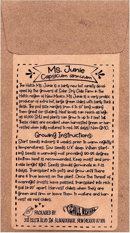 Hatch Chile Seeds from Chile Revival - New Chiles on The Block 3 Pack- 20 Seeds of Each 60 Total - Giuzeppi (Mild), Ms. Junie (Hot), Rattlesnake (XXX-Hot)