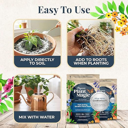 Organic Plant Magic - Fast-Acting Water Soluble Plant Food - All-Purpose Fertilizer Concentrate for Flower, Vegetable, Herb, Fruit Tree, Garden & Indoor Houseplants [One 1/2 lb Bag]