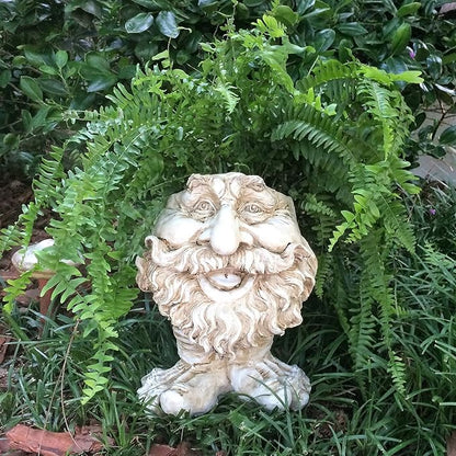homestyles 13 in. Antique White Ole Salty The Muggly Statue Face Planter Holds 5 in. Pot