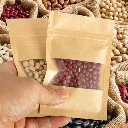 100pcs Seed Envelopes Resealable with Clear Window Kraft Paper Packets for Garden Flower Vegetable Plants Storage and Organizer 4.7 X 3.15inch