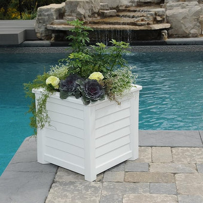 Mayne Lakeland 20-Inch Square Planter – Self-Watering, Weather-Resistant Planter for Flowers – Durable Outdoor Design for Patio, Porch, or Entryway