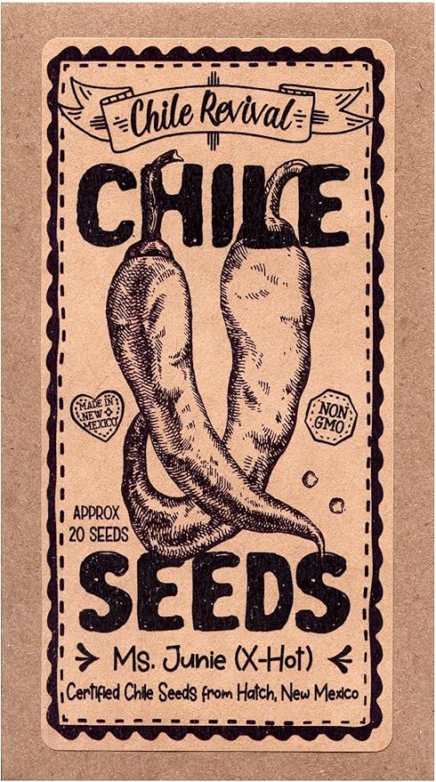 Hatch Chile Seeds from Chile Revival - Bring The Heat 3 Pack - 20 Seeds of Each 60 Total - Ms Junie (Hot), Rattlesnake (XXX-Hot), Lumbre (XXX-Hot)