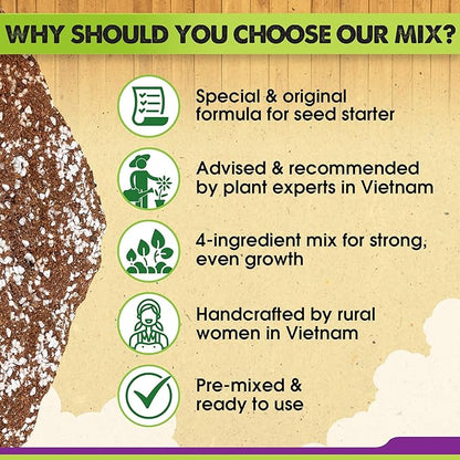 DUSPRO Recycle 4 QRT Seed Starter Soil Pre-Mixed Seed Starting Mix for Young Plant Seeds, Soilless Formula Moisture Retention, Aeration & Nutrient Seed Starting Soil 4in1
