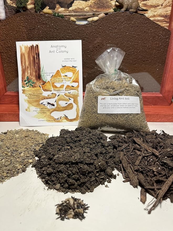 Premium Ant Farm and Terrarium Soil Mixture (Sand, Topsoil, Peat) 1 Pound Bag