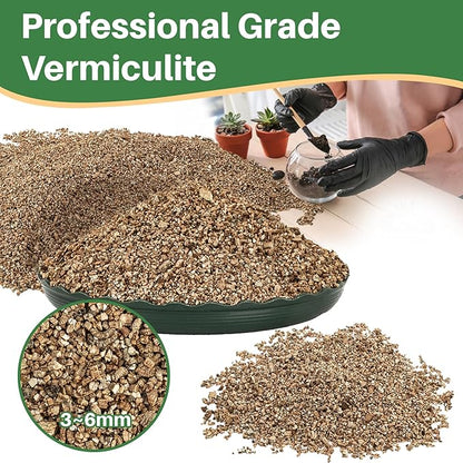 Sukh 14.6OZ Vermiculite - Organic Vermiculite for Gardening Plants Fine Horticultural Soil Amendments Bulk Additive Perfect Potted and Garden Professional Grade 3-6mm