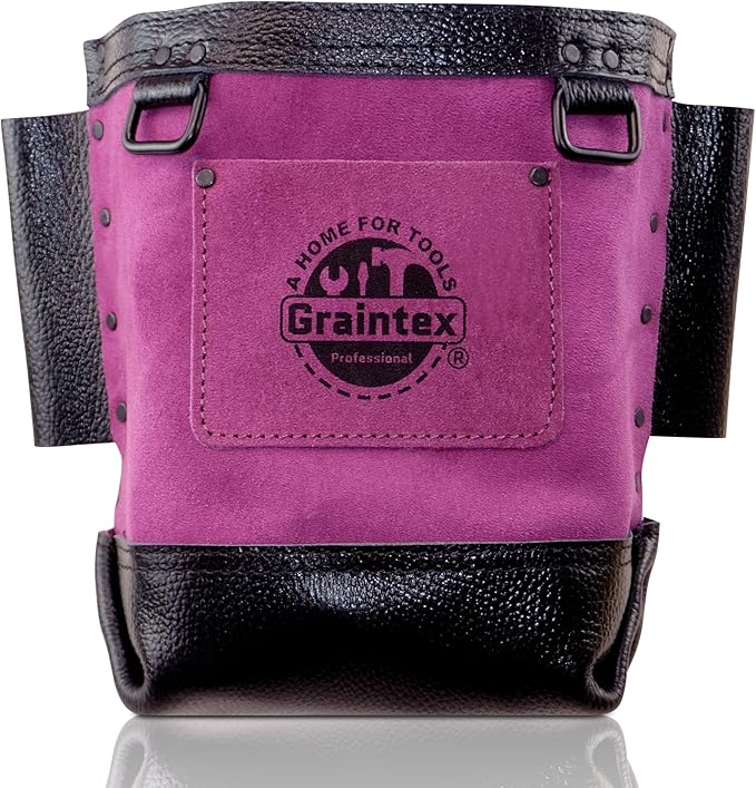 Graintex Nut & Bolt Bag, Purple Color Premium Quality Suede Leather Tool Bag, Tool Belt for Ironworker, Bull Pin Loops, Ideal for Heavy-Duty Use, Bolt Bags for Construction Professionals - SB8068