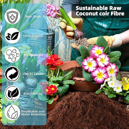 Coco Coir Bricks 6 Pack Premium 100% Organic Peat Moss, Fiber Coconut Husk for Planting, Gardening, Potting Soil Substrate