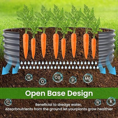 Round Raised Garden Beds, 42''x42''x17''Outdoor Galvanized Garden Planter Box for Vegetable Fruits Flower Herb (Deep Grey)