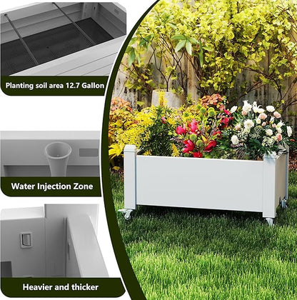 EasyUp Horticulture Garden Bed with Legs, Divisible Resin Planter Box for Backyard, Patio, Balcony, with 4 Legs, 4 Swivel Lockable Wheels(Ashen,30.04 * 17.72 * 17.56)