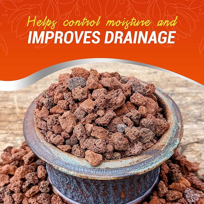 Ho Yoku Red Lava Rock for Plants - Premium Soil Additive for Bonsai Plants, Succulents, Cacti, Houseplants - Decorative and Water Retaining Use - Can Mix with Other Aggregates - 2.25 Quarts