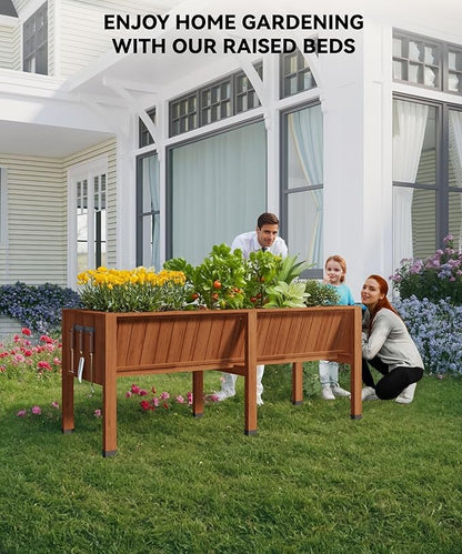 GarveeHome Hooks for 6X2X2.5 ft Raised Garden Bed, Wooden Raised Planter Box Outdoor for Growing Vegetables and Herbs, Depth 13.7 Inch，Planter Raised Beds-Acorn Brown