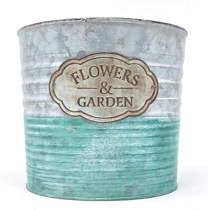 allgala Galvanized Planter Pot Indoor and Outdoor Decoration-7"-HD60073