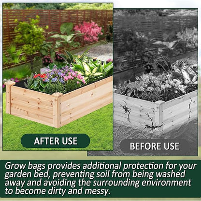 1PCS Raised Garden Bed Liner Fabric Raised Garden Bed Breathable Drainage Rectangle Grow Bags with Handles Fabric Garden Bed for Outdoor Garden Bed Holds Soil - 6ft x 3ft x 1ft