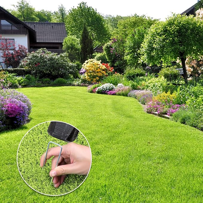 50 Pack Garden Stakes, U-Shaped Tent Stakes, Galvanized Landscape Staples, Ground Stakes, for Landscaping Securing Weed Barrier Fabric, Irrigation Tubing, Holding Fence, Tarpaulin