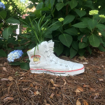 HomeStyles Medium 40010 White High Top Sneaker Shoe Planter Statue 7" h Holds a 4" w Pot