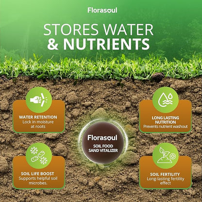 Florasoul® Organic Sandy Soil Conditioner (6.6 lbs) – High-Performance Water Retainer & Nutrient Booster – Plant-Based & Vegan – for Gardens, Lawns & Drought-Prone Areas